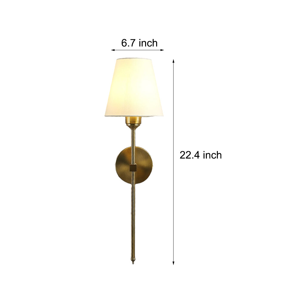 Modern 1-Light Black/Gold Wall Sconce with White Linen Fabric Shade - Lighting > Wall Lights > Wall sconces - DINIBLO 