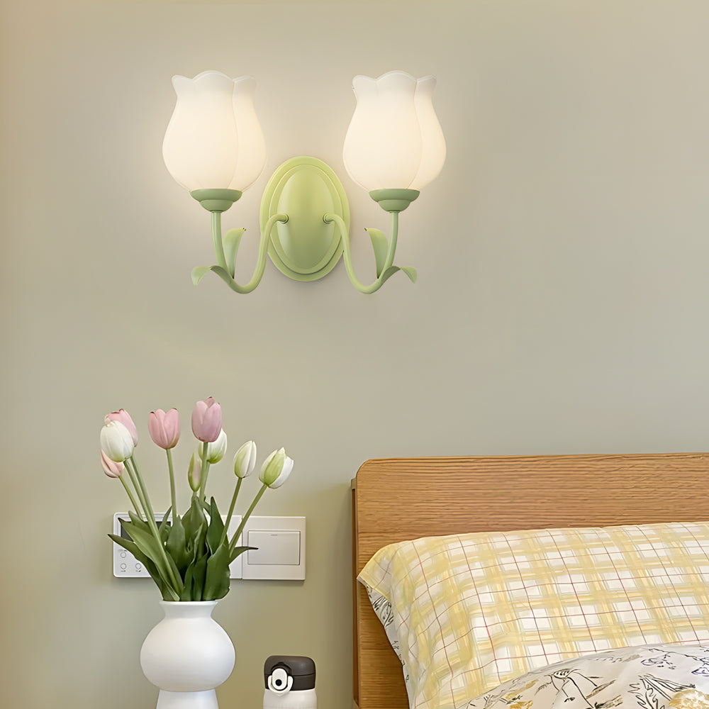 1/2 Lights Flowers Glass Three Step Dimming Green Modern Wall Lights Indoor - Lighting > Wall Lights > Wall sconces - DINIBLO 