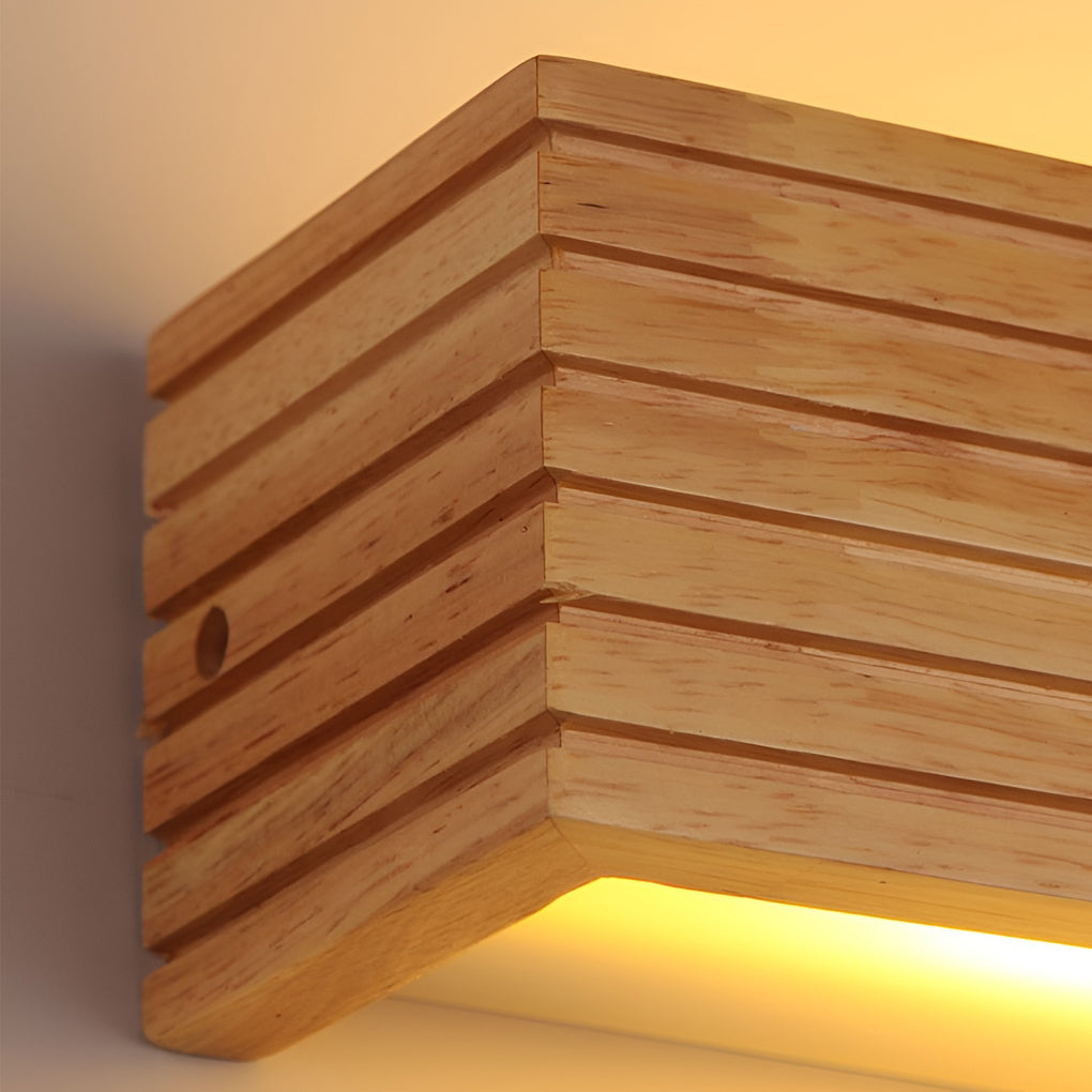 Wood Rectangular Waterproof LED Nordic Wall Sconce Lighting Mirror Light - Lighting > Wall Lights > LED Wall Lights - DINIBLO 