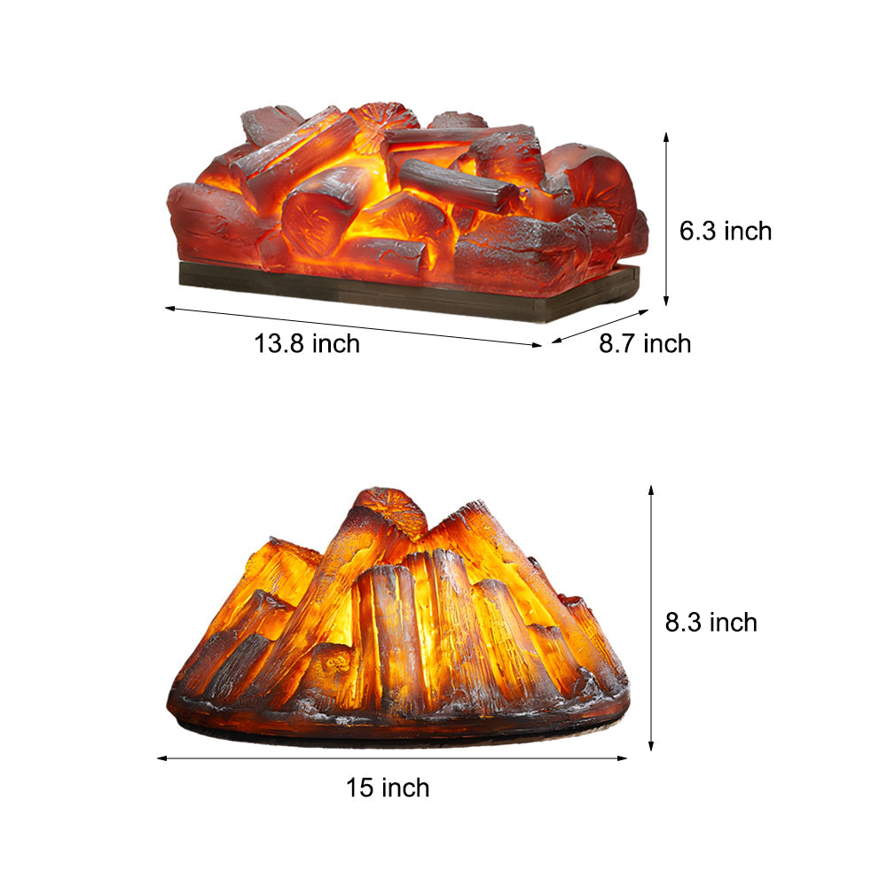 Decorative Resin Firewood Charcoal Pile Simulated Fireplace Flame Lamp - Lighting > Wall Lights > Electric Fireplace Lights - DINIBLO 