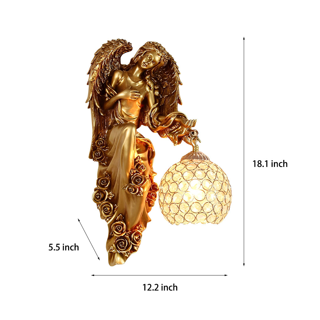 Resin Antique Angel Creative Glass Crystal European Style Wall Lamp - Lighting > Wall Lights > Wall sconces - DINIBLO 