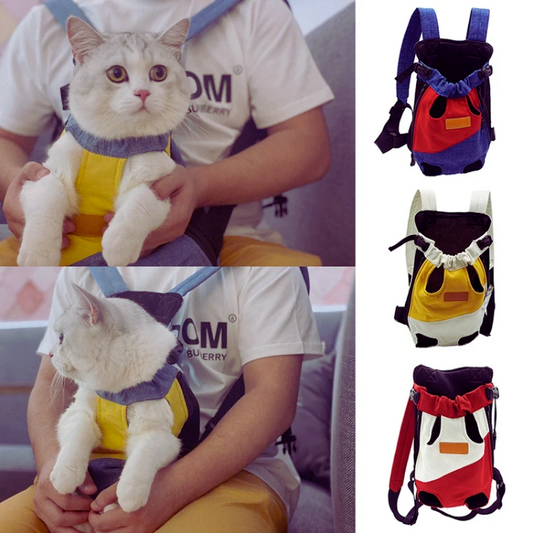 Cat Backpack Carrier Pet Canvas Carrying Bag - Pet Carriers & Crates - DINIBLO 