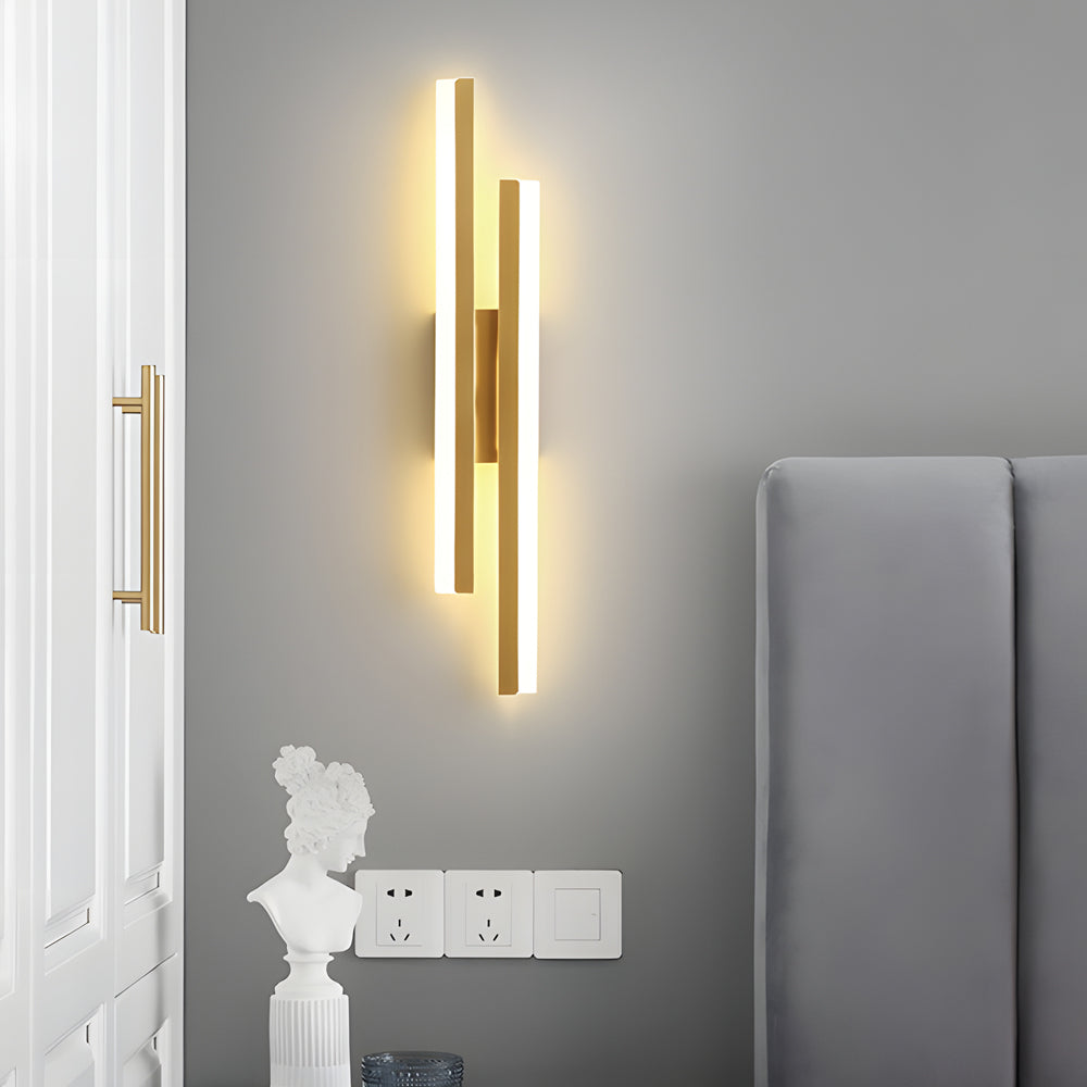 Modern 2-Light Linear LED Wall Lamp with 3-Step Dimming - Black/Gold Wall Sconce - Lighting > Wall Lights > Picture Lights - DINIBLO 