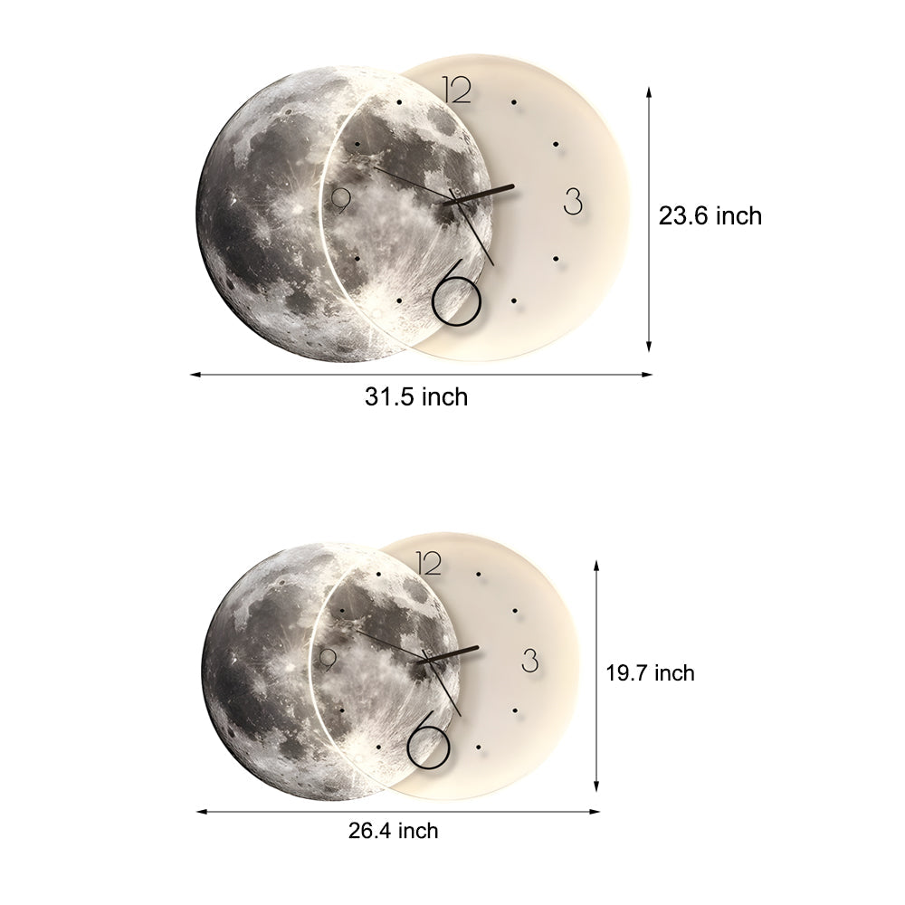 Moon Lunar Wall Clock USB Remote Control Power Bank LED Wall Painting Lamp - Lighting > Wall Lights > Wall sconces - DINIBLO 