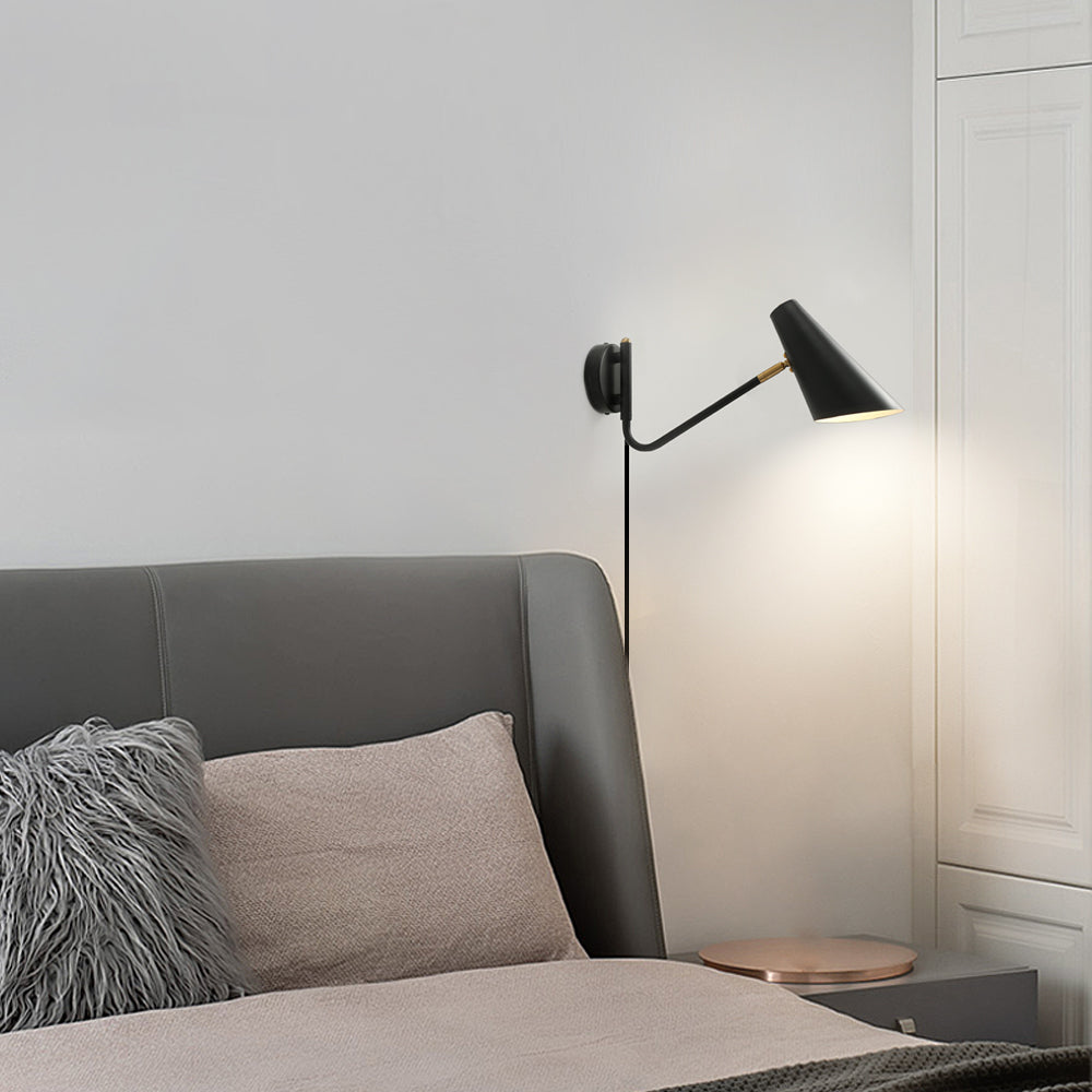 Modern Hoxton Hanging Wall Sconce with Conical Shade - 1-Light - Lighting > Wall Lights > Swing Arm Wall Sconces - DINIBLO 