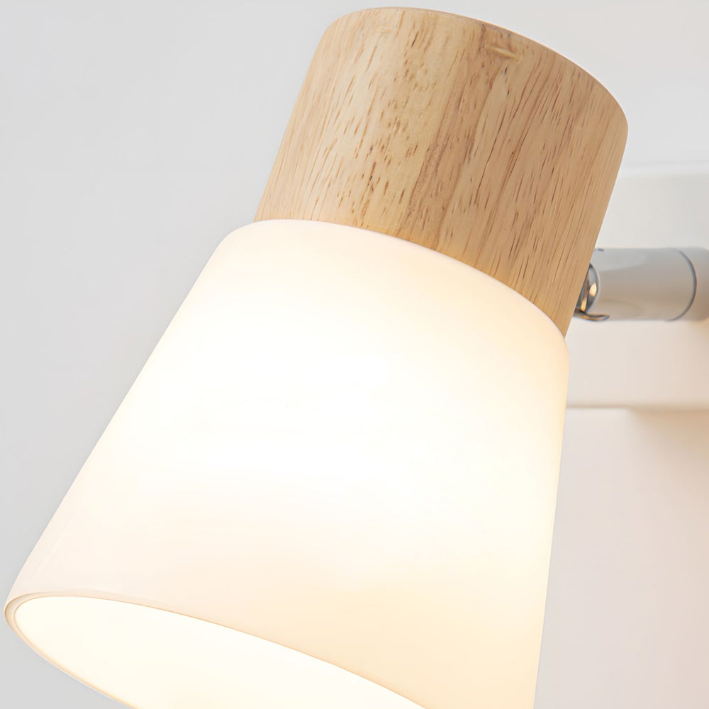 Wood Glass Cone Rotatable Light Wall Sconce, White - Lighting > Wall Lights > Wall sconces - DINIBLO 