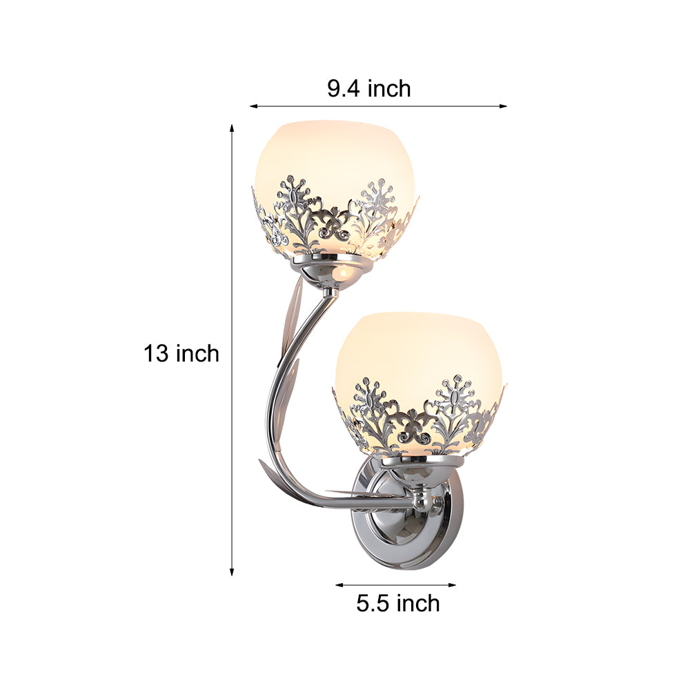 2-Light Glass Flower LED Simple European Style Wall Sconces Lighting - Lighting > Wall Lights > Wall sconces - DINIBLO 