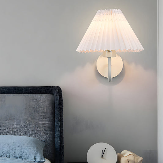 Vintage 1-Light Dimmable Metallic Armed Sconce with Pleated Fabric Shade - Lighting > Wall Lights > Wall sconces - DINIBLO 