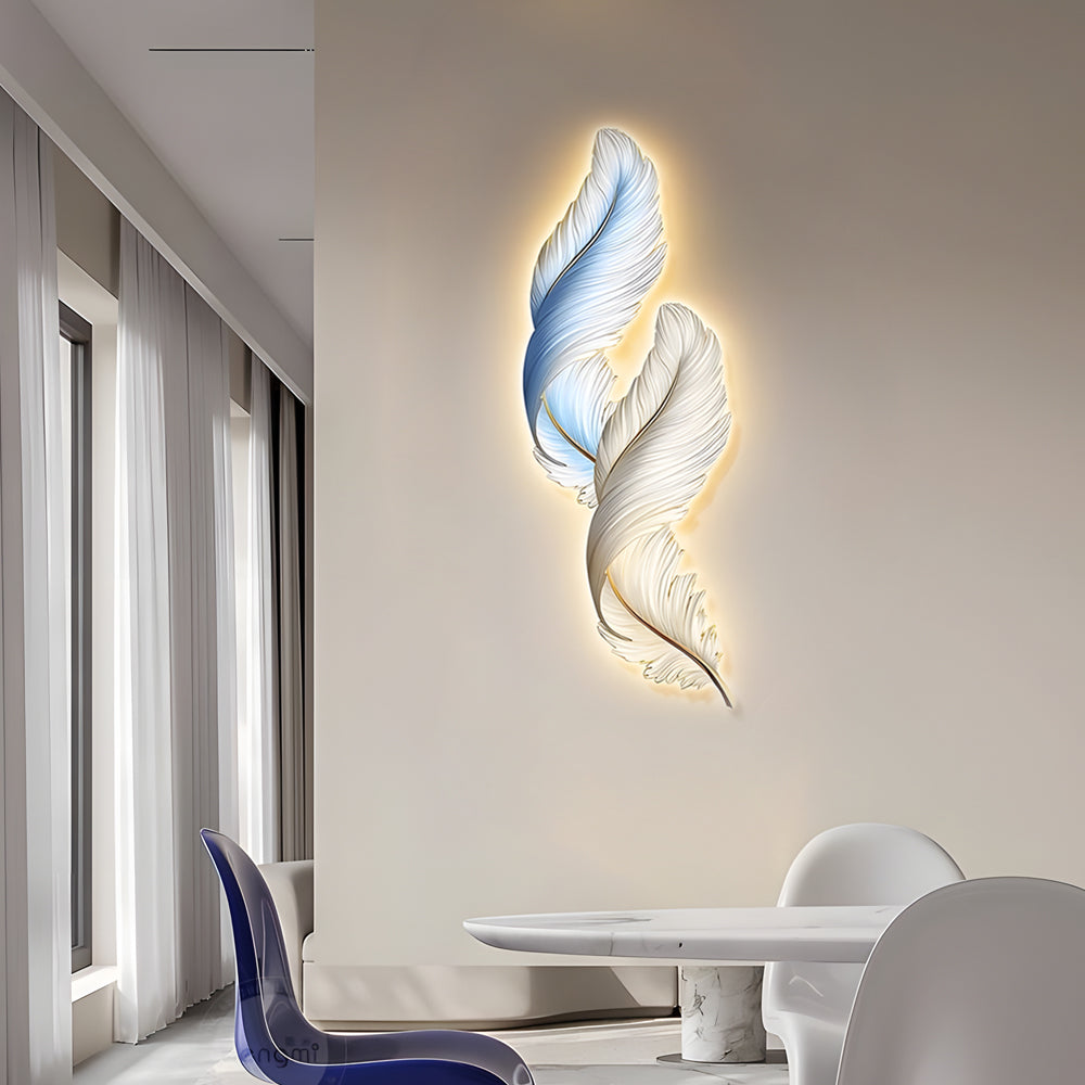 Feathers Creative Luxury Decorative Painting USB Remote LED Wall Lights - Lighting > Wall Lights > Wall sconces - DINIBLO 