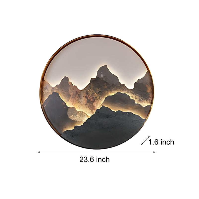 Round Natural Rock Slab Mountain Scenery Painting Modern Wall Lights Fixture - Lighting > Wall Lights > Wall sconces - DINIBLO 