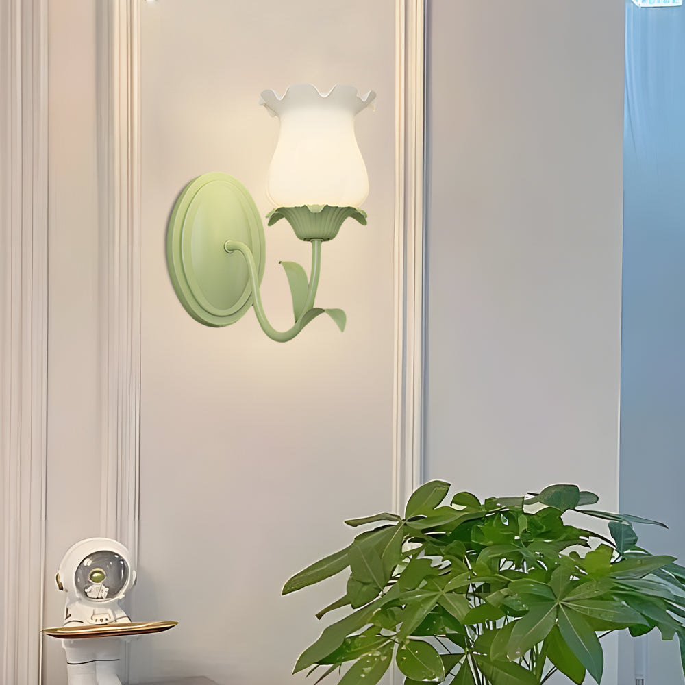 1/2 Lights Flowers Glass Three Step Dimming Green Modern Wall Lights Indoor - Lighting > Wall Lights > Wall sconces - DINIBLO 