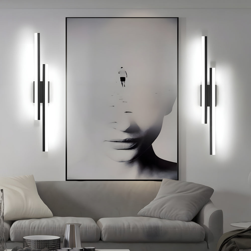 Modern 2-Light Linear LED Wall Lamp with 3-Step Dimming - Black/Gold Wall Sconce - Lighting > Wall Lights > Picture Lights - DINIBLO 