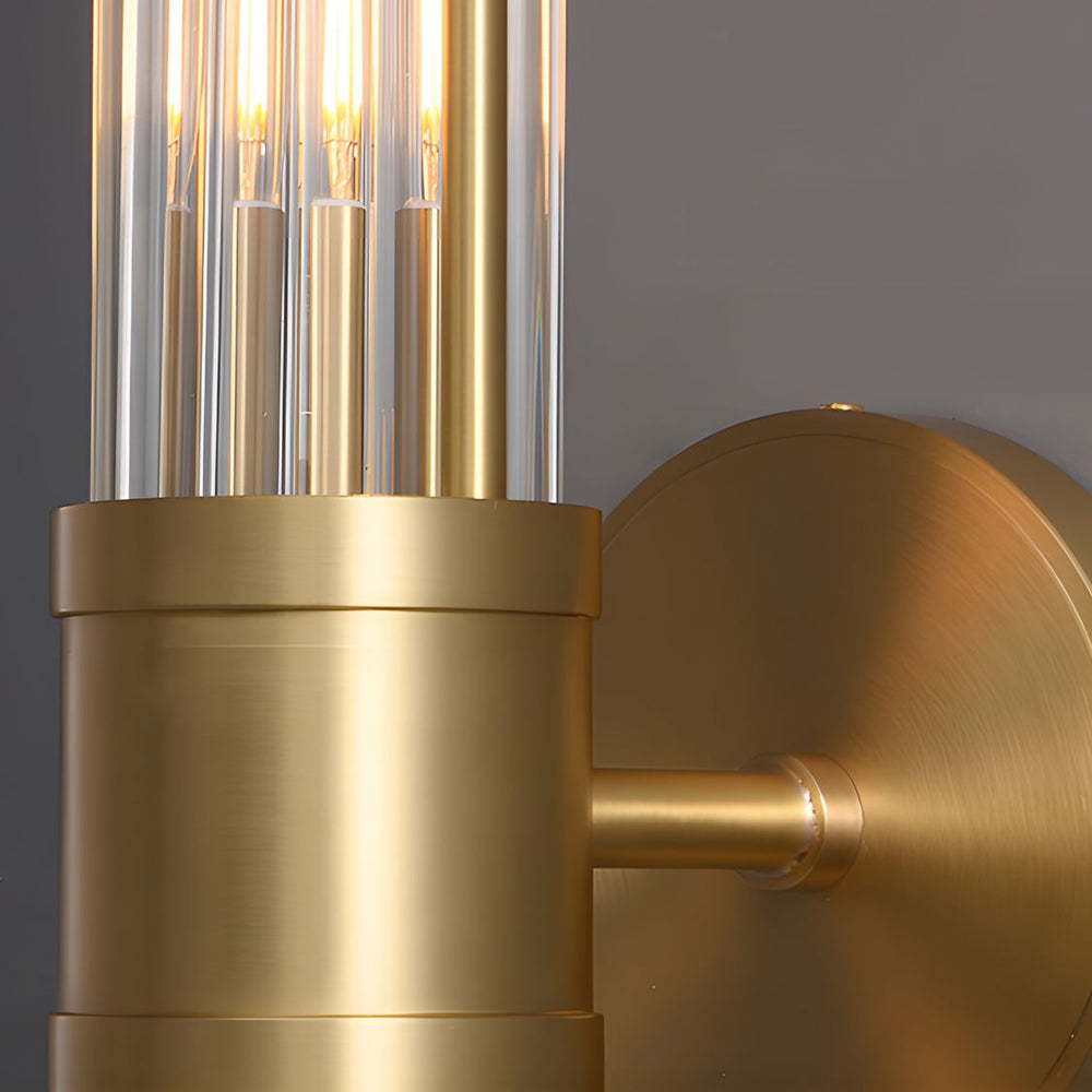 1/2-light Modern Chrome/Gold Wall Sconce with Cylinder Clear Glass Shade - Lighting > Wall Lights > Wall sconces - DINIBLO 