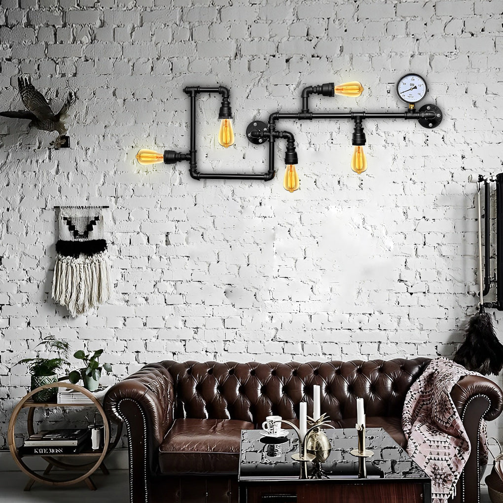 Vintage Iron Water Pipes Retro Creative Industrial Style Wall Light Fixture - Lighting > Wall Lights > Wall sconces - DINIBLO 