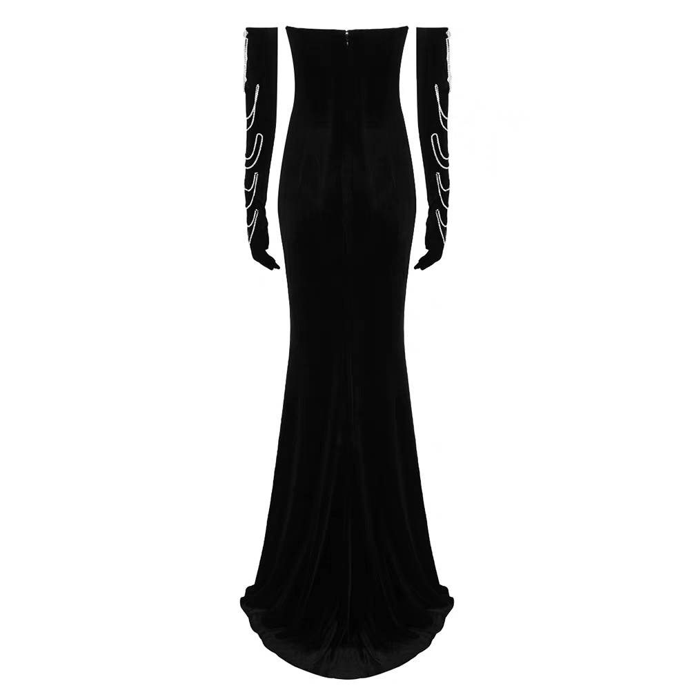 Luxury Crystal Velvet Dress - Ball Gowns - DINIBLO 