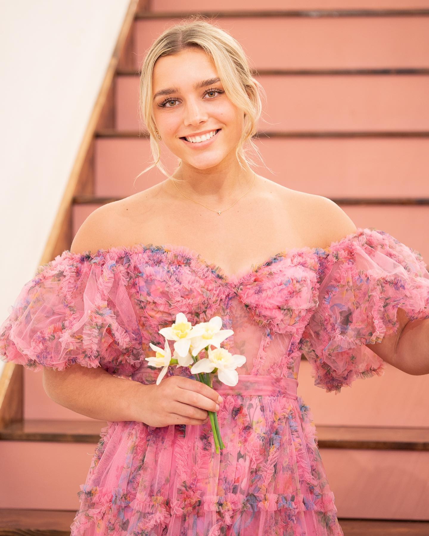 Sydney |A Line Off The Shoulder Floral Tulle Prom Dress - Prom Dress - DINIBLO 