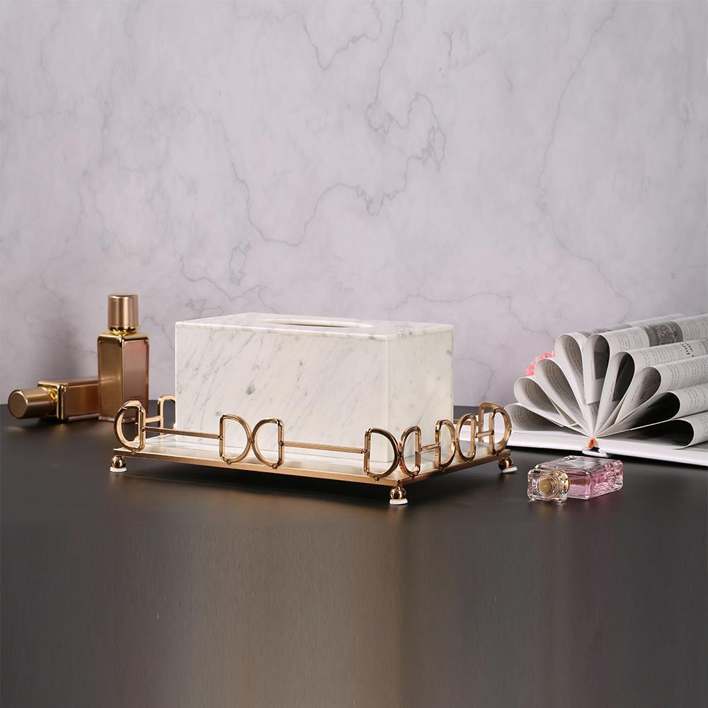 White Marble Tissue Holder Decorative Rectangular Tissue Box Holder - Home Decor > Storage Containers > Storage Trays - DINIBLO 