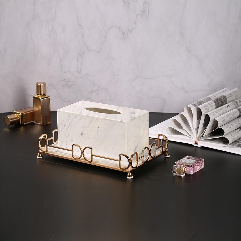 White Marble Tissue Holder Decorative Rectangular Tissue Box Holder - Home Decor > Storage Containers > Storage Trays - DINIBLO 