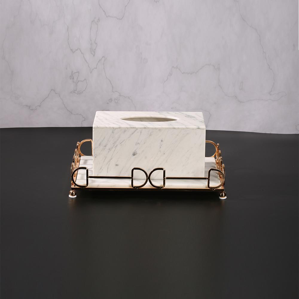 White Marble Tissue Holder Decorative Rectangular Tissue Box Holder - Home Decor > Storage Containers > Storage Trays - DINIBLO 