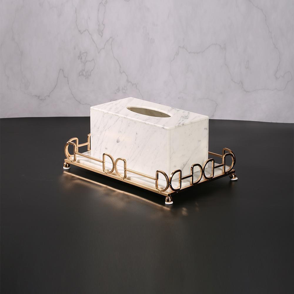 White Marble Tissue Holder Decorative Rectangular Tissue Box Holder - Home Decor > Storage Containers > Storage Trays - DINIBLO 