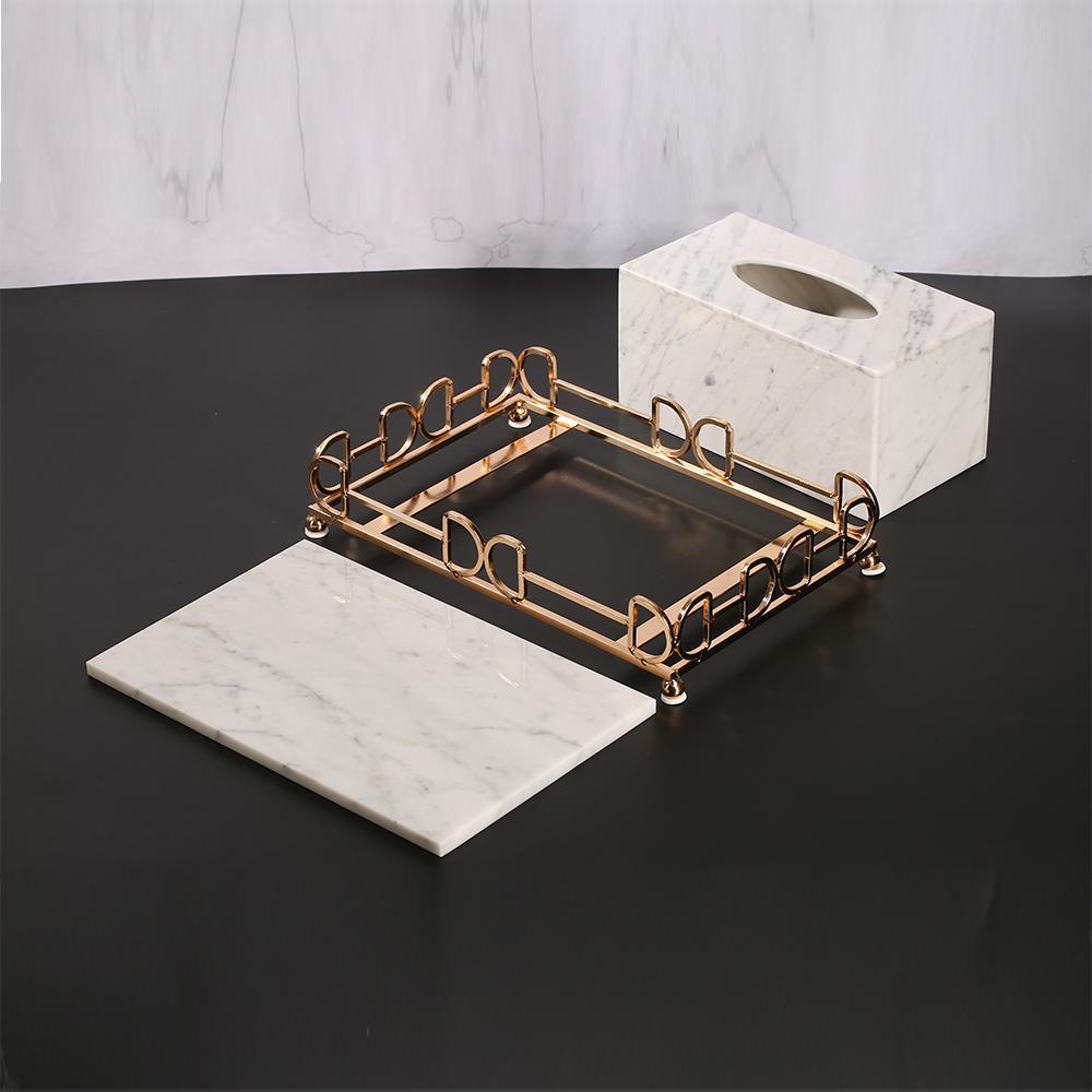 White Marble Tissue Holder Decorative Rectangular Tissue Box Holder - Home Decor > Storage Containers > Storage Trays - DINIBLO 