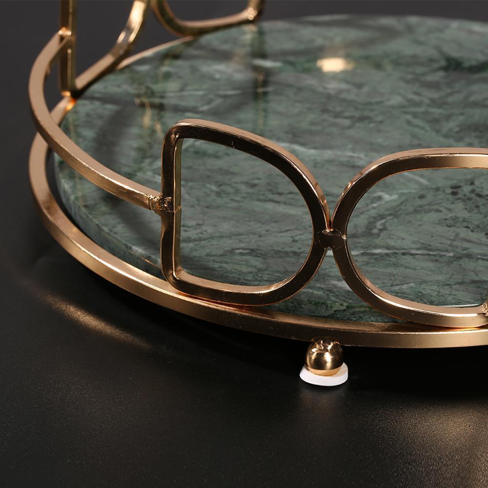 Marble Vanity Perfume Gold Holder Tray Storage Desk Tray Round Green - Home Decor > Storage Containers > Storage Trays - DINIBLO 