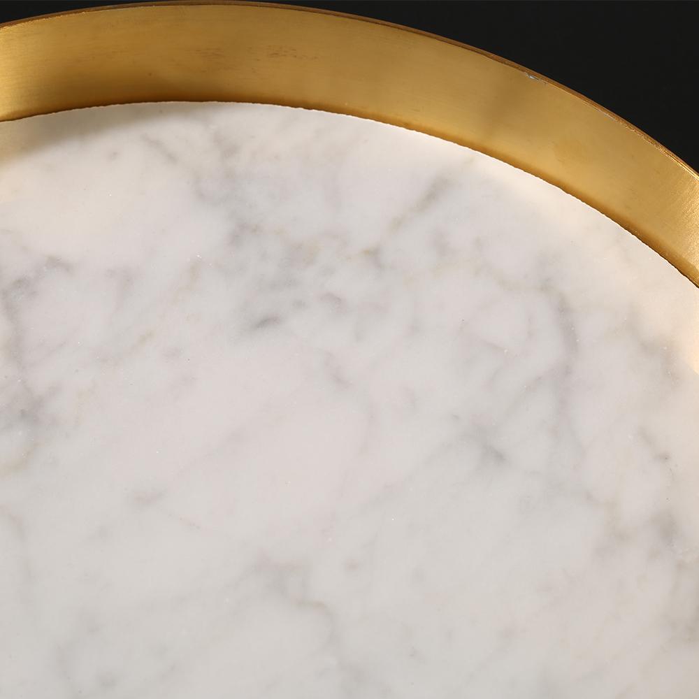 Small Marble Trinket Tray Change Ring Storage Tray with Gold Edge White Round - Home Decor > Storage Containers > Storage Trays - DINIBLO 