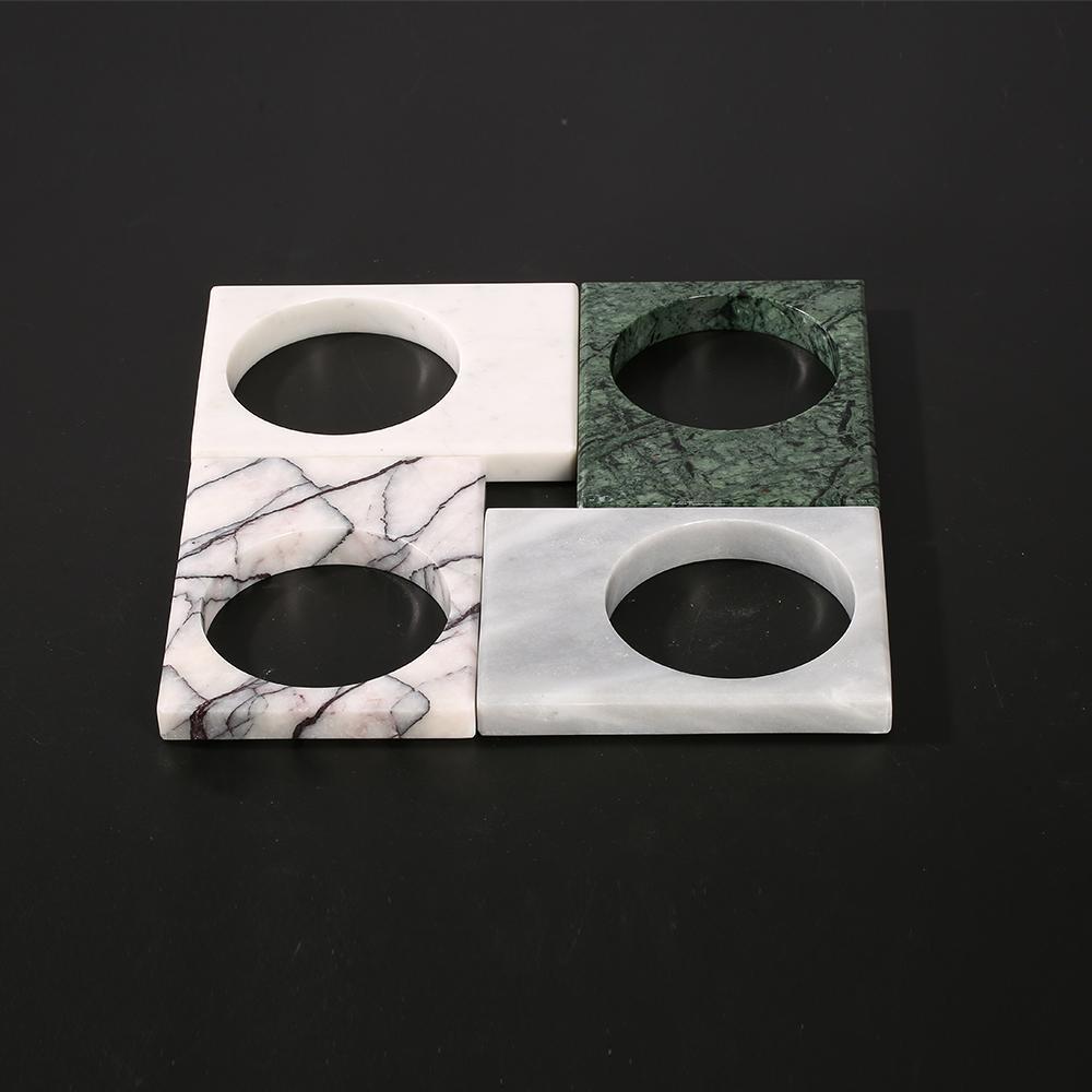 4 Piece Circle in Square Shape Marble Vintage Personalized Ornament Set Green White - Home Decor > Home Accessories > Decorative Objects - DINIBLO 