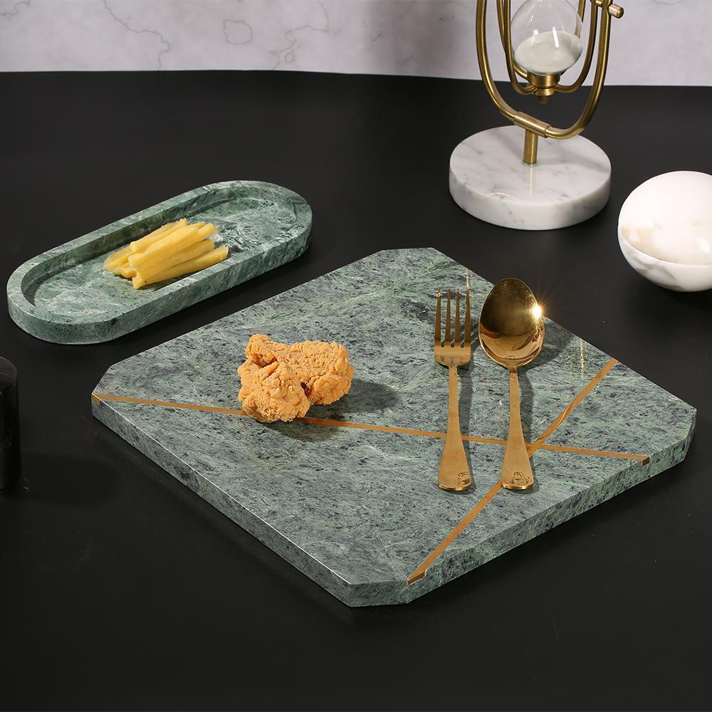 Square Light Green Marble Dinner Plates Modern Farmhouse Flat Dinner Plates - Home Decor > Storage Containers > Storage Trays - DINIBLO 