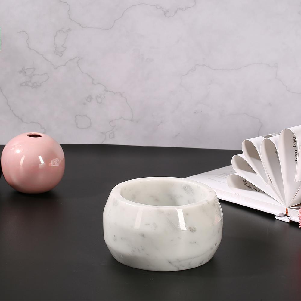 Small Marble Trinket Tray Tin Ring Change Storage Tray Round White - Organization > Storage Containers > Storage Trays - DINIBLO 