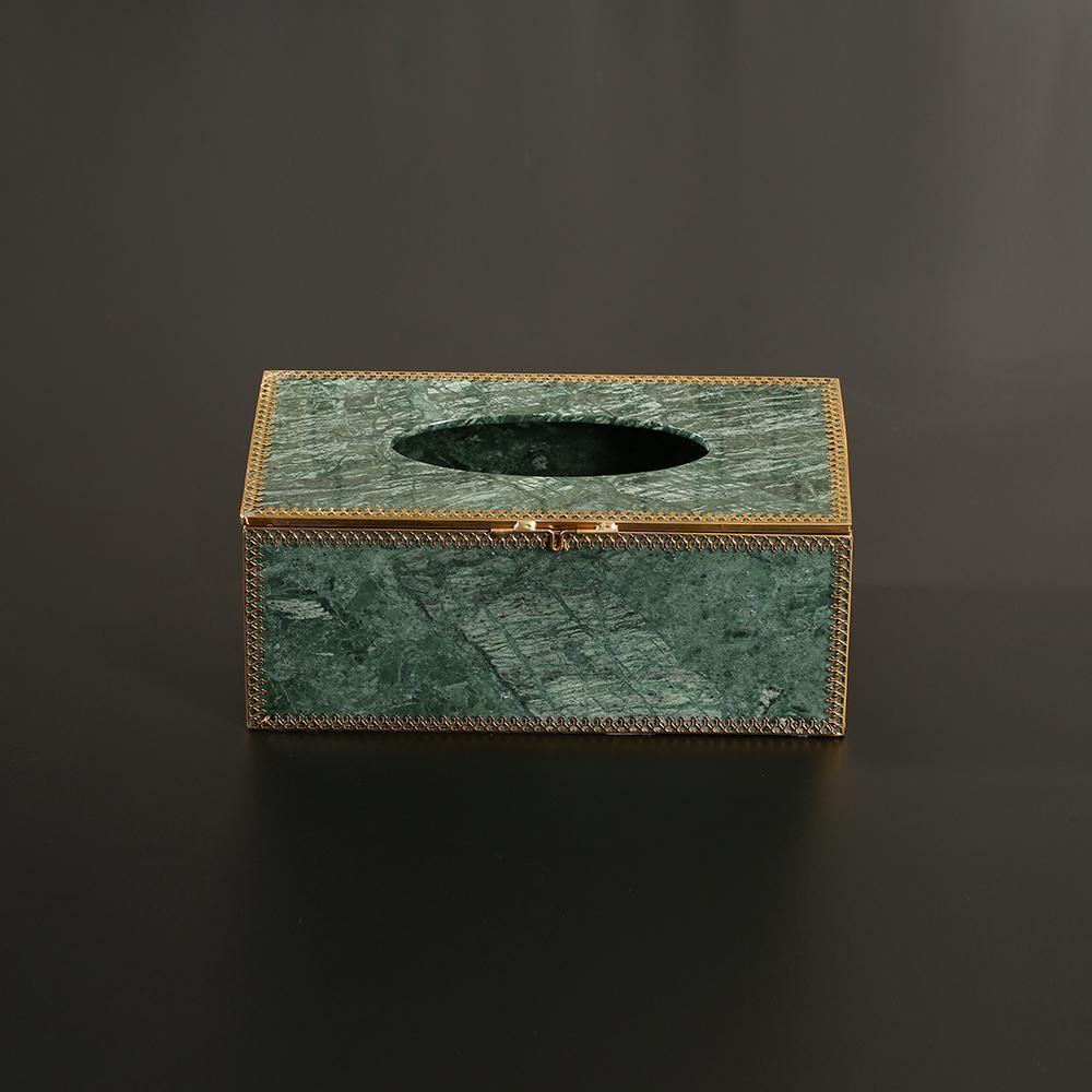 Green Marble Tissue Box Holder Rectangular Facial Tissue Holder - Organization > Storage Containers > Storage Baskets & Bins & Boxes - DINIBLO 