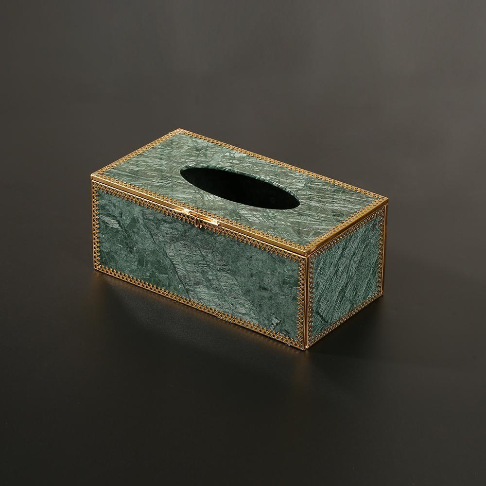 Green Marble Tissue Box Holder Rectangular Facial Tissue Holder - Organization > Storage Containers > Storage Baskets & Bins & Boxes - DINIBLO 