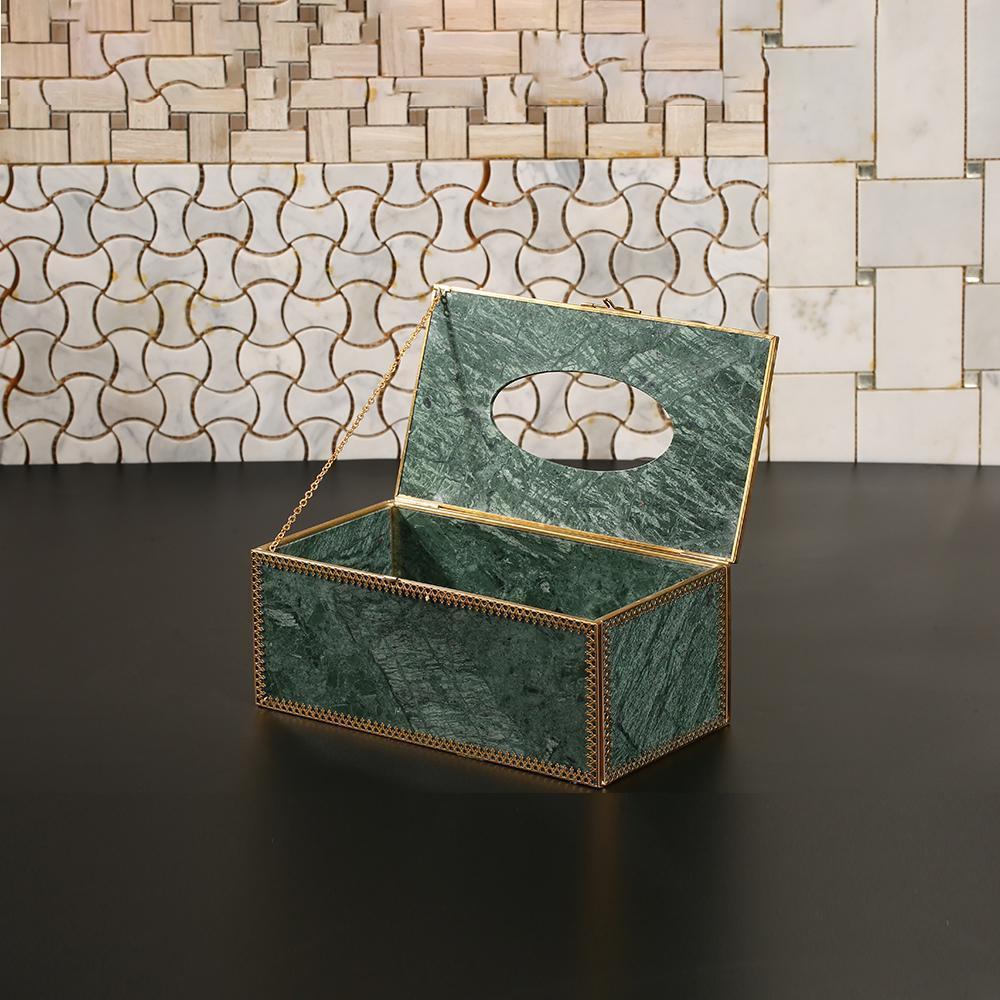 Green Marble Tissue Box Holder Rectangular Facial Tissue Holder - Organization > Storage Containers > Storage Baskets & Bins & Boxes - DINIBLO 