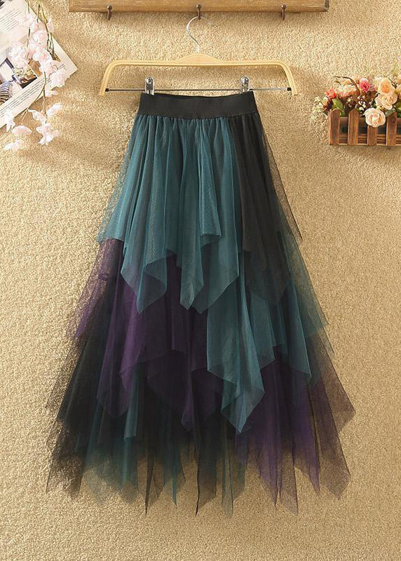 Art Casual Tulle Asymmetrical Patchwork Fall Skirt - Skirts - DINIBLO 