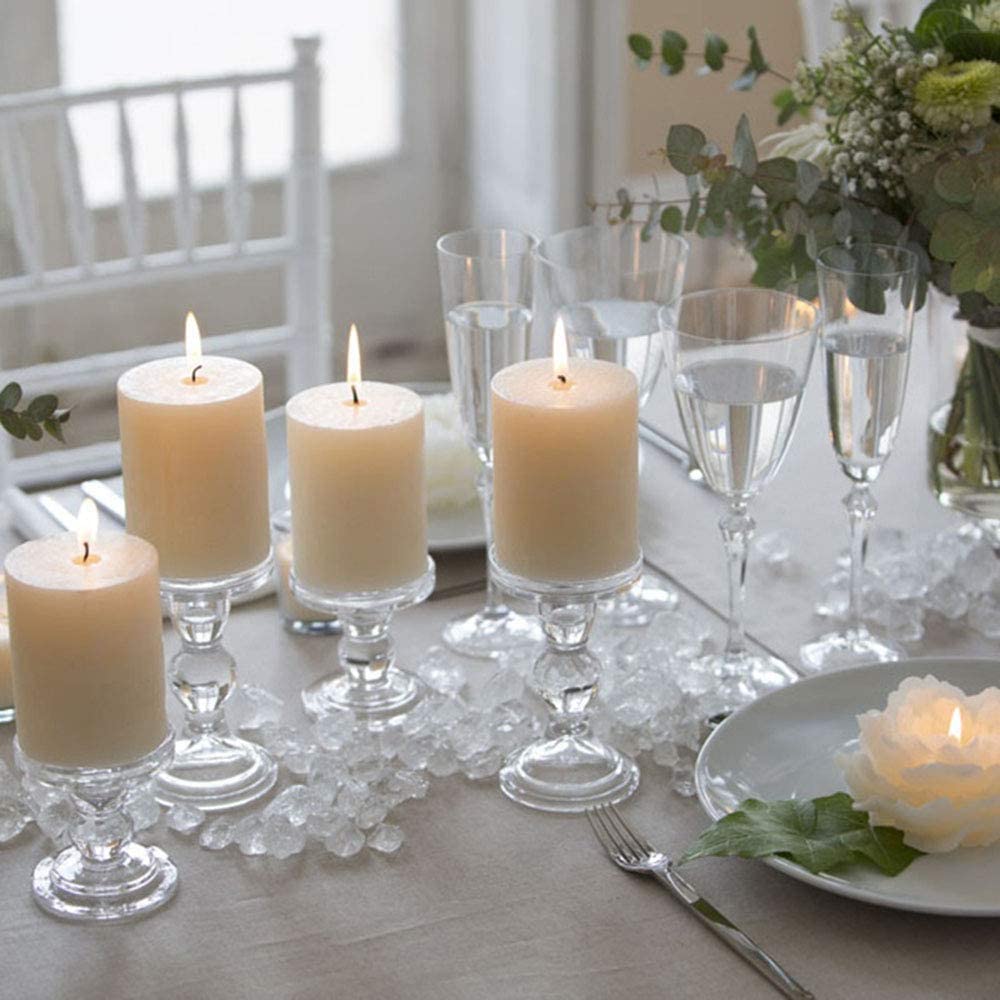 Clear Glass Candle Holder Elegant Pillar Taper Candlesticks Set of 3 - Home Decor > Candle holders & Lanterns > Candles & Candle holders - DINIBLO 