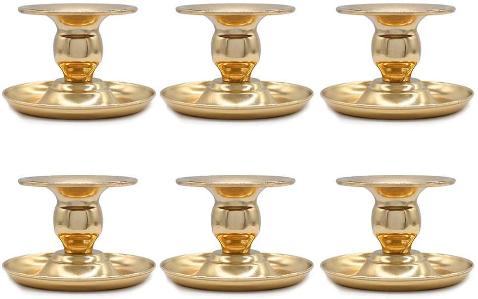 6-Piece Gold Taper Iron Candle Holder Set Table Centerpieces - Home Decor > Candle holders & Lanterns > Candles & Candle holders - DINIBLO 