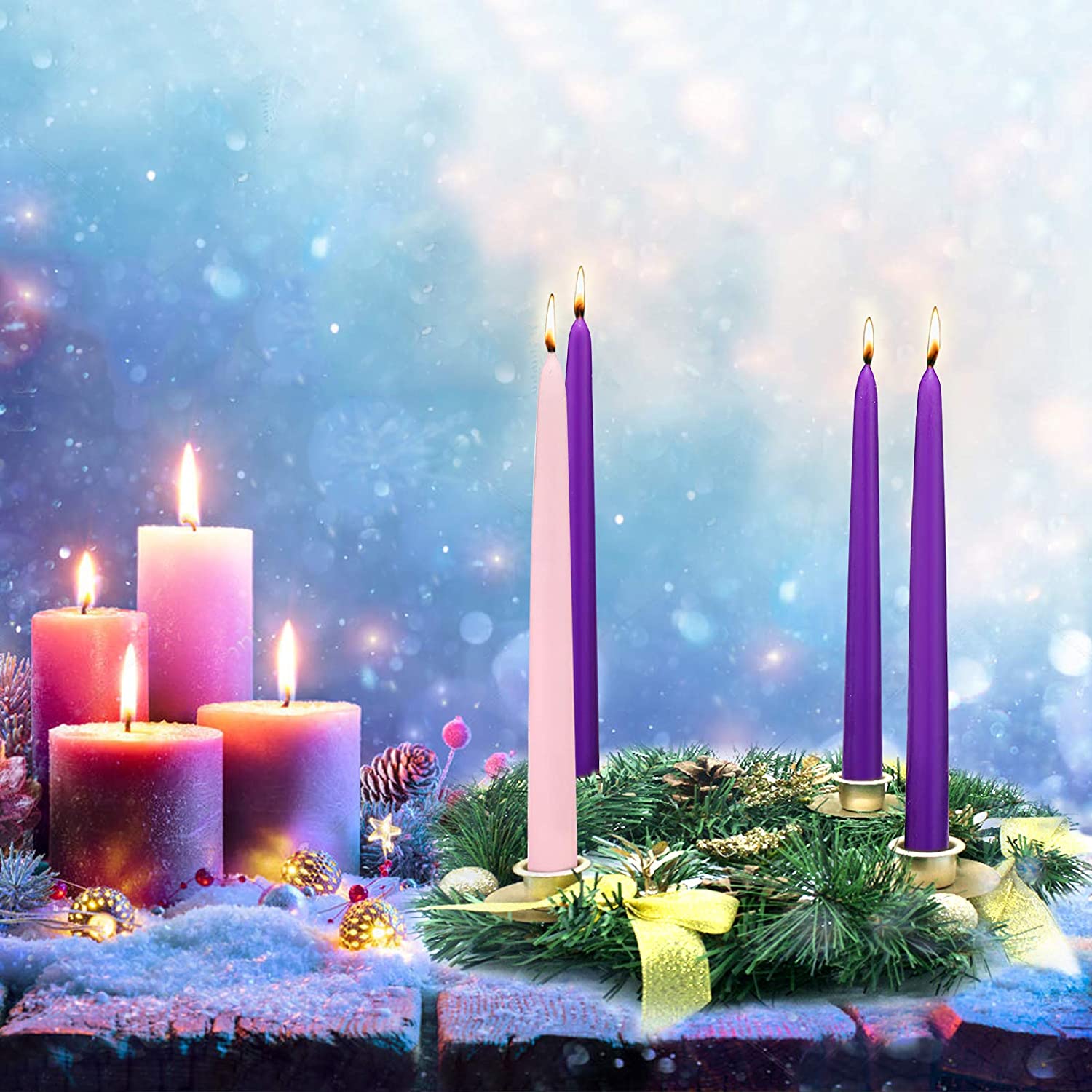 Advent Candle Holder Wreath X-mas Candles Decorations - Home Decor > Candle holders & Lanterns > Candles & Candle holders - DINIBLO 