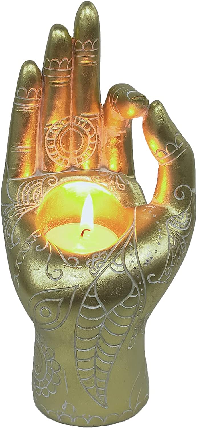 Buddha Hand Candle Holder Resin Mudra Candle Holder Decor Statues Home Office - Home Decor > Candle holders & Lanterns > Candles & Candle holders - DINIBLO 