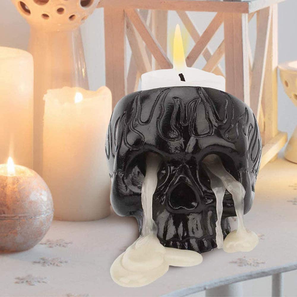 Skeleton Skull Candle Holder Tealight Cup Resin Candlestick Crafts Set of 2 - Home Decor > Candle holders & Lanterns > Candles & Candle holders - DINIBLO 