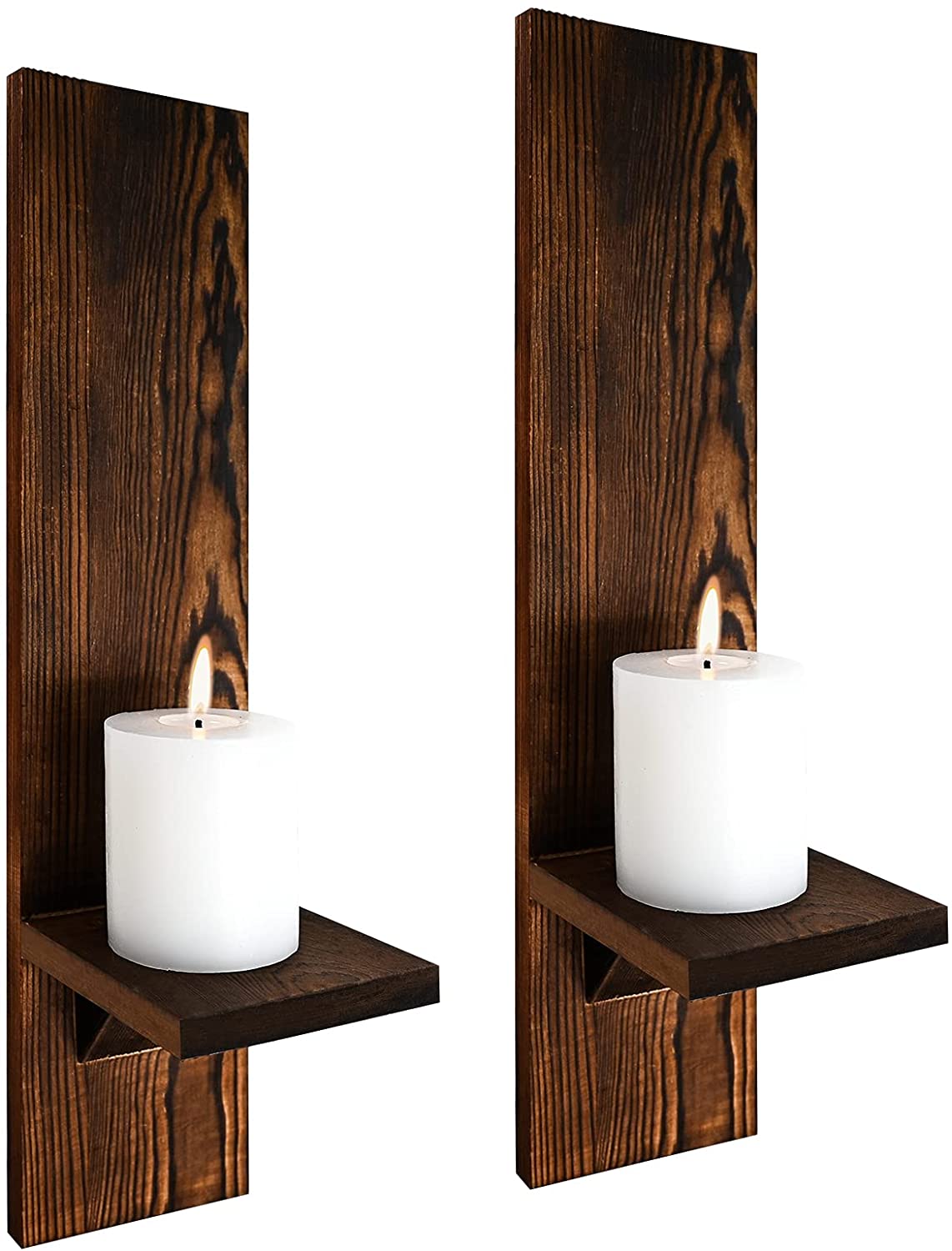 Decorative Wall Sconce Candle Holder Wooden Candle Holder Set of 2 - Home Decor > Candle holders & Lanterns > Candles & Candle holders - DINIBLO 