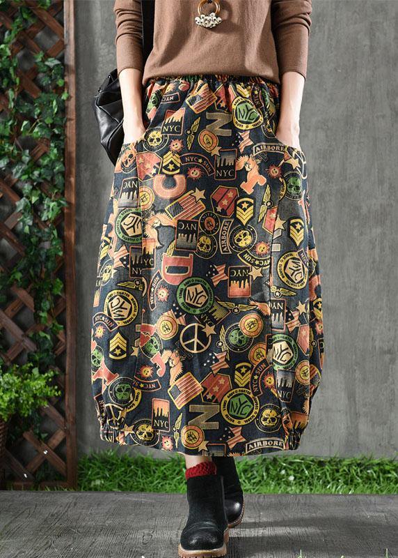 Beautiful Floral Elastic Waist Pockets Denim Skirts - Skirts - DINIBLO 