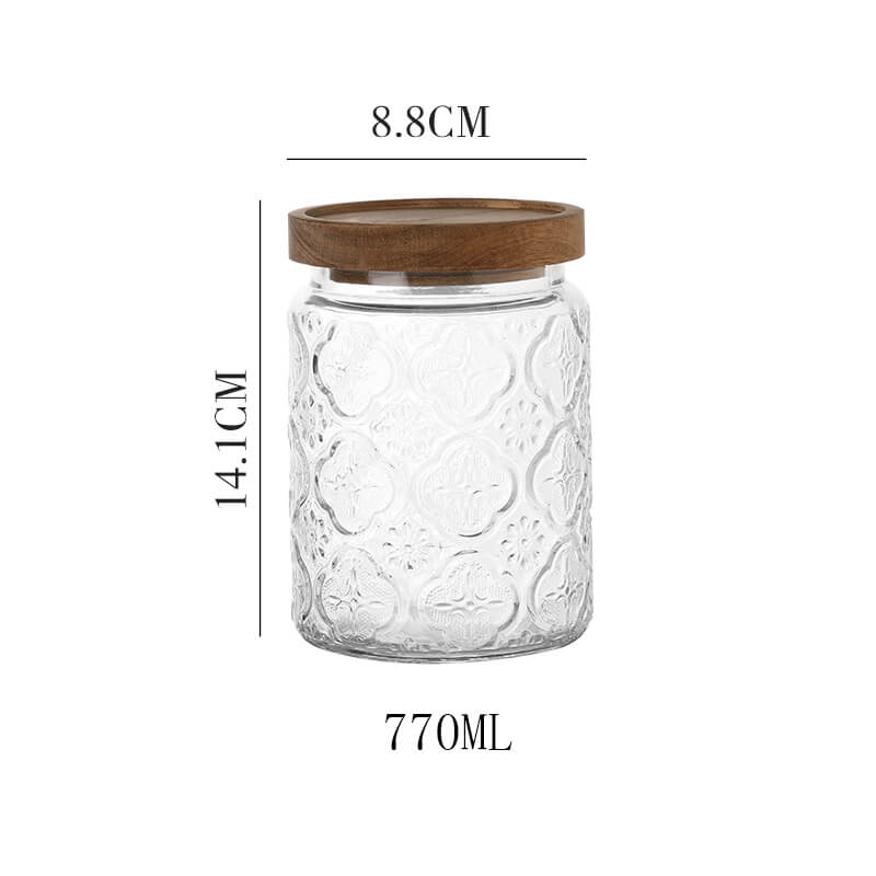 Begonia Embossed Glass Storage Jar - Kitchen supplies - DINIBLO 