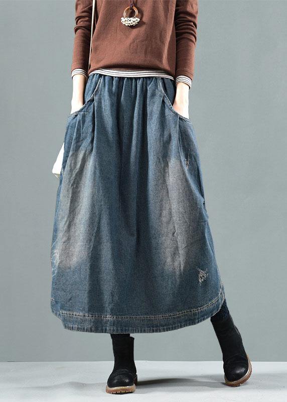 Blue Pockets Retro Patchwork Summer Skirts Denim - Skirts - DINIBLO 