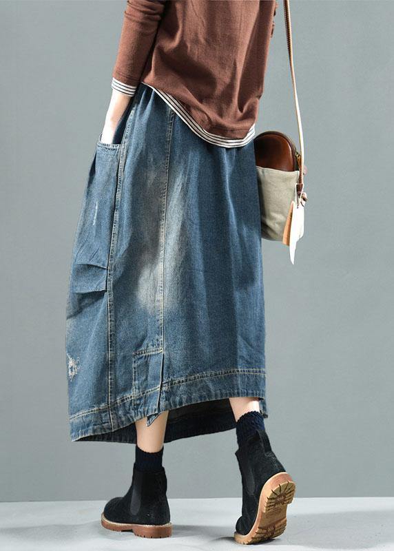 Blue Pockets Retro Patchwork Summer Skirts Denim - Skirts - DINIBLO 