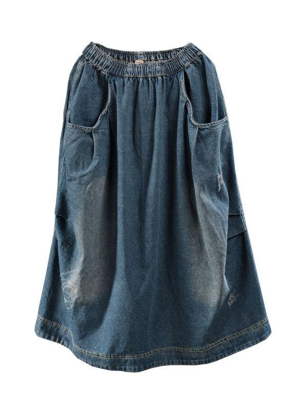 Blue Pockets Retro Patchwork Summer Skirts Denim - Skirts - DINIBLO 