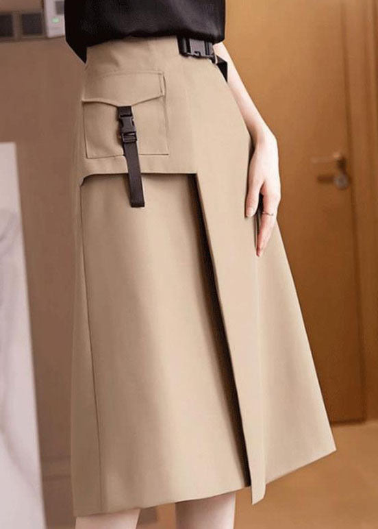 Bohemian Khaki High Waist asymmetrical design slim fit Fall Skirt - Skirts - DINIBLO 