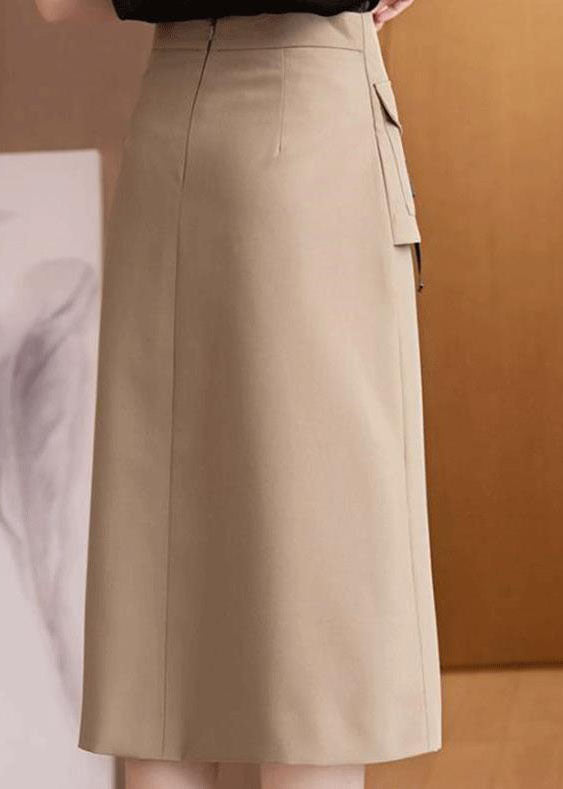 Bohemian Khaki High Waist asymmetrical design slim fit Fall Skirt - Skirts - DINIBLO 