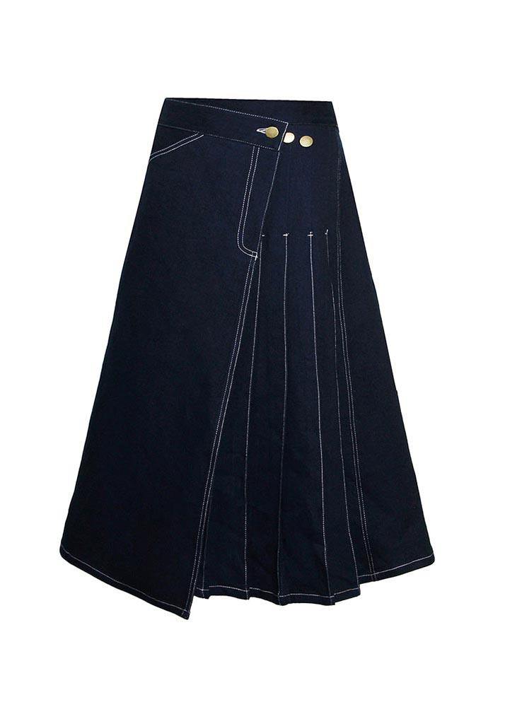 Boho denim blue zippered asymmetrical design Summer Skirt - Skirts - DINIBLO 