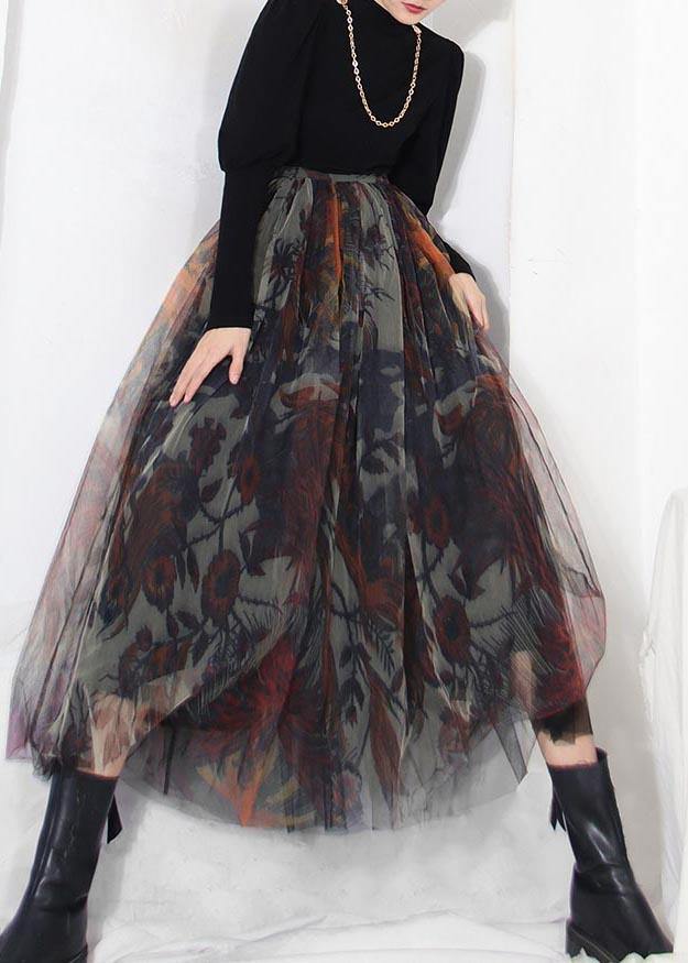 Boutique Black Print asymmetrical design Tiered  Skirt Summer - Skirts - DINIBLO 