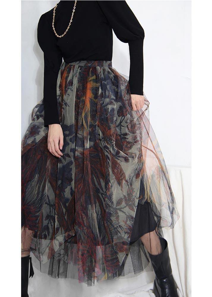 Boutique Black Print asymmetrical design Tiered  Skirt Summer - Skirts - DINIBLO 